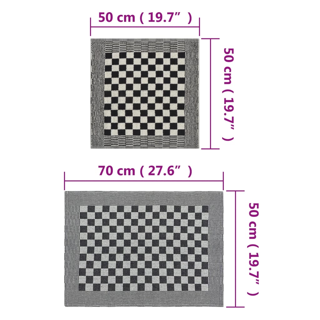 Set Strofinacci 50 pz in Cotone Nero e Bianco - homemem39