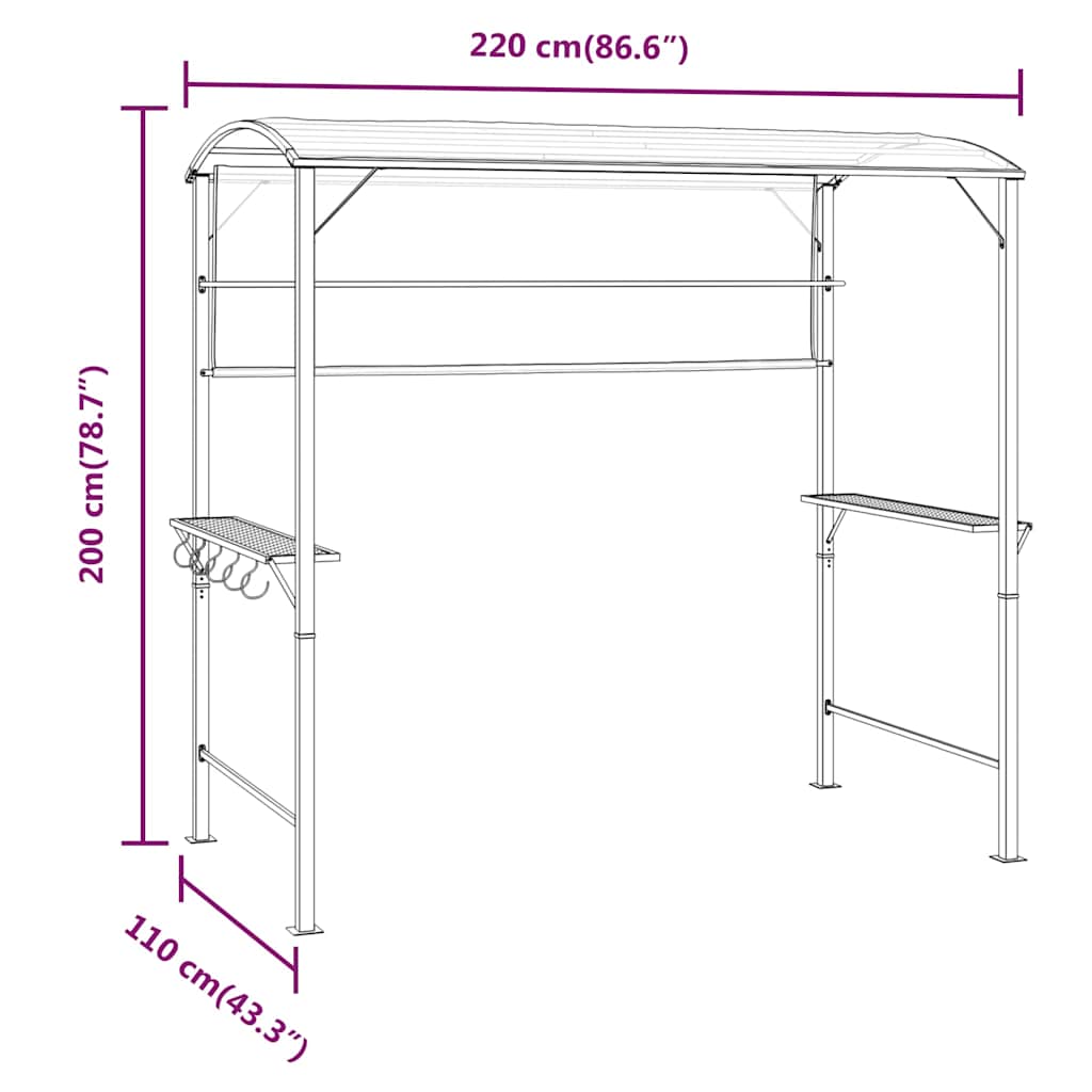 Gazebo con Tetto 220x110x200 cm