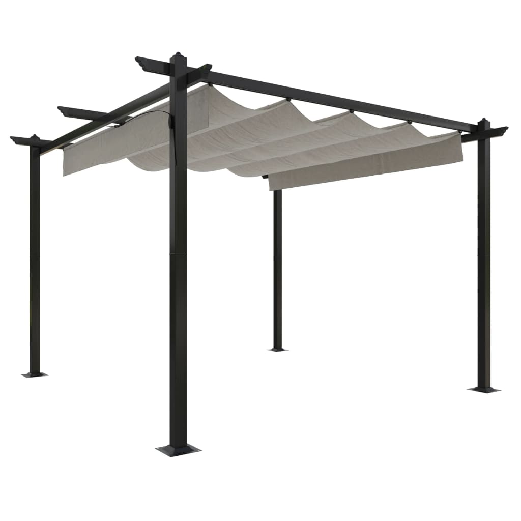 Pergola da Giardino con Tetto Retrattile 3x3 m Crema | homemem39