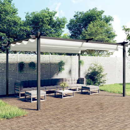 Pergola da Giardino con Tetto Retrattile 4x3 m Crema | homemem39