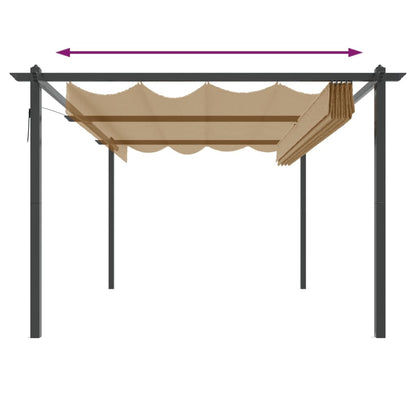 Pergola da Giardino con Tetto Retrattile 4x3 m Tortora | homemem39