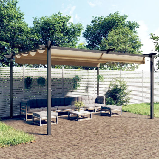 Pergola da Giardino con Tetto Retrattile 4x3 m Tortora | homemem39