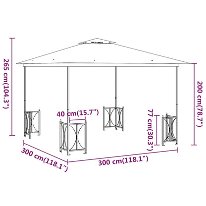Gazebo con Teli Laterali e Doppio Tetto 3x3 m Antracite - homemem39