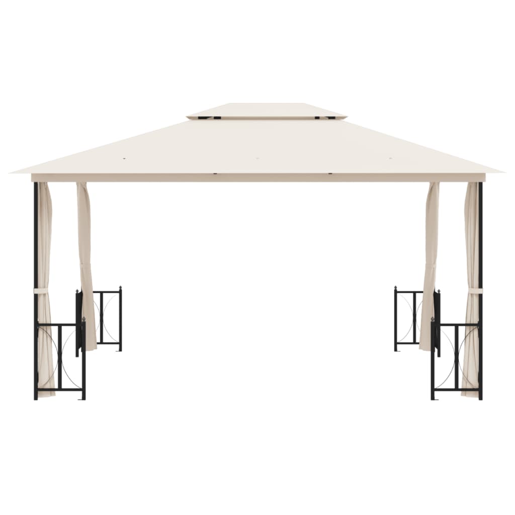 Gazebo con Teli Laterali e Doppio Tetto 3x4 m Crema - homemem39
