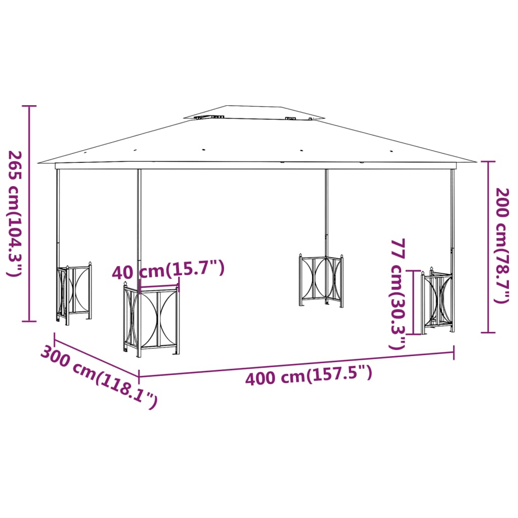 Gazebo con Teli Laterali e Doppio Tetto 3x4 m Antracite - homemem39