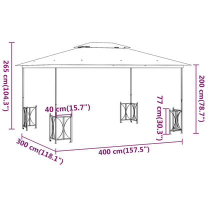 Gazebo con Teli Laterali e Doppio Tetto 3x4 m Antracite - homemem39