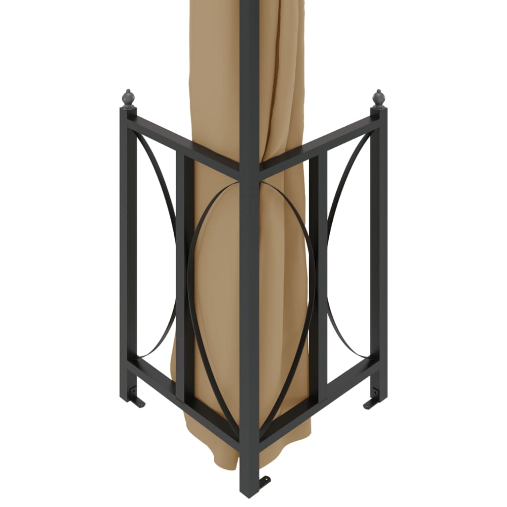 Gazebo con Teli Laterali e Doppio Tetto 3x4 m Tortora | homemem39