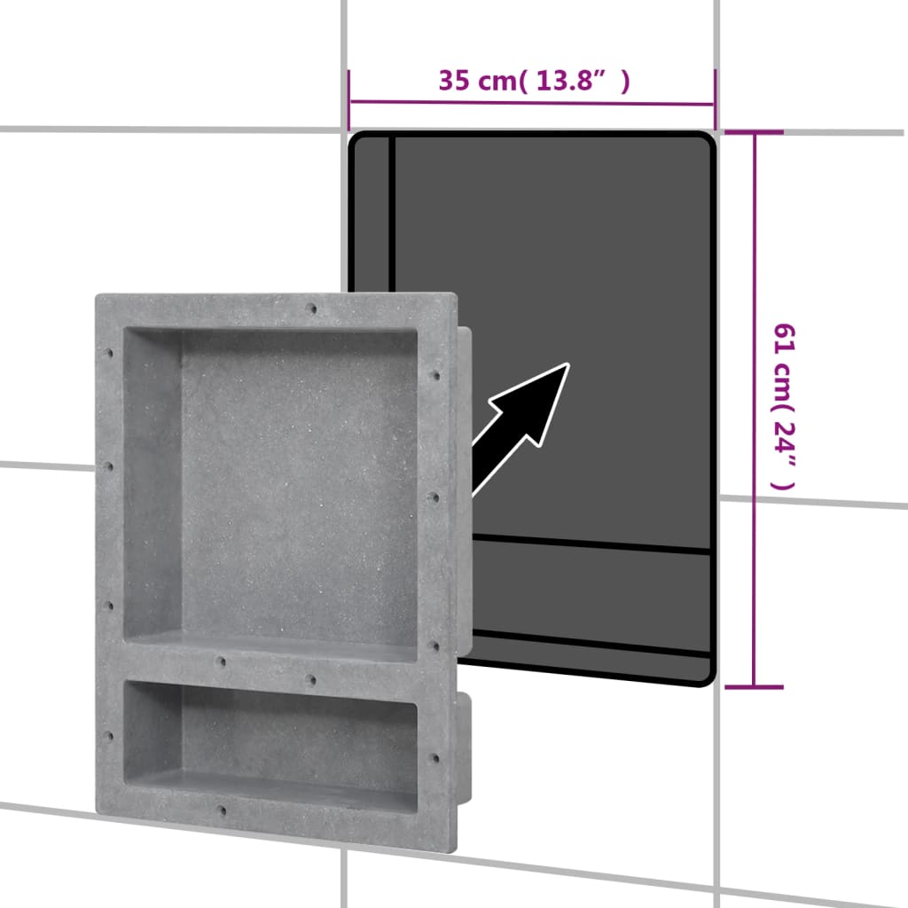 Nicchia da Doccia con 2 Scomparti Grigio Opaco 41x51x10 cm | homemem39