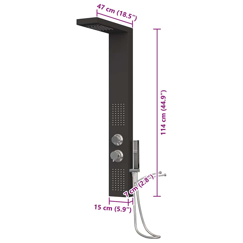 Pannello Doccia in Alluminio Nero - homemem39