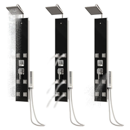 Pannello Doccia in Vetro 18x45,5x130 cm Nero - homemem39