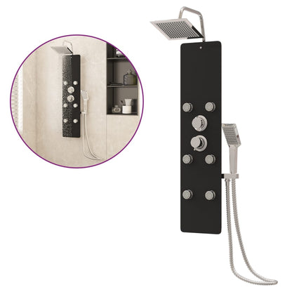 Pannello Doccia in Vetro 25x47,5x130 cm Nero - homemem39