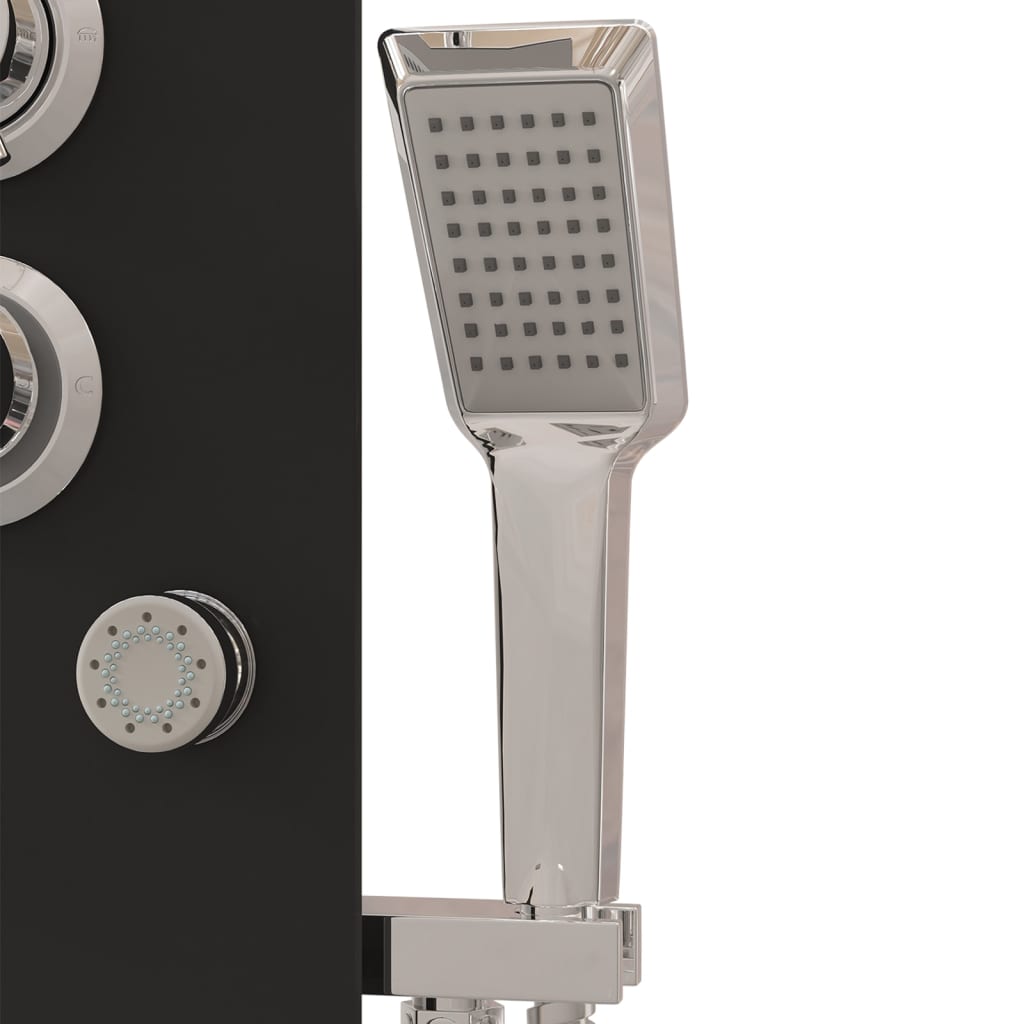 Pannello Doccia in Vetro 25x47,5x130 cm Nero - homemem39