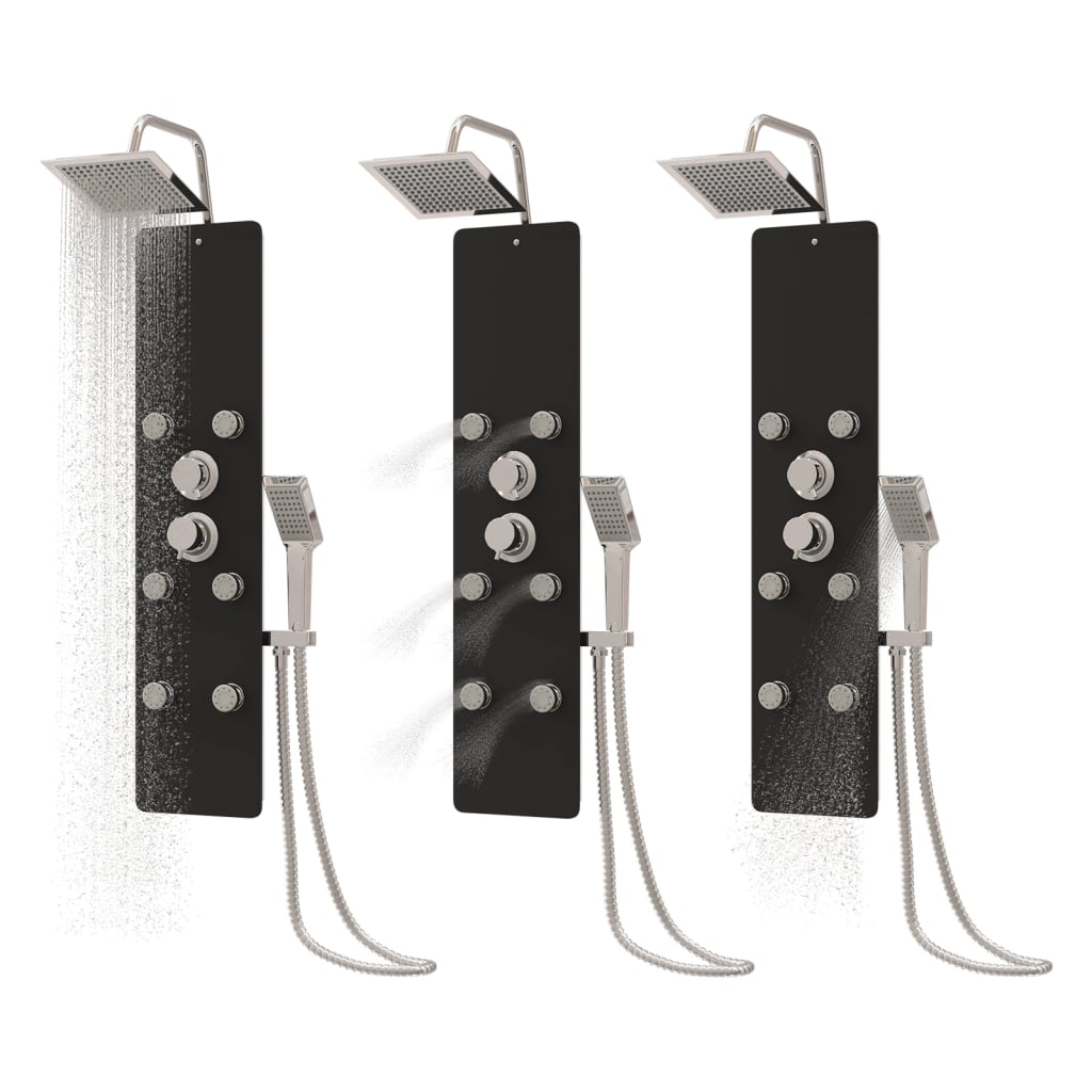 Pannello Doccia in Vetro 25x47,5x130 cm Nero - homemem39