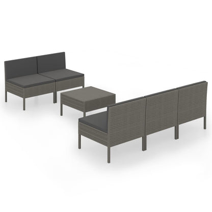 Set Divani da Giardino 9 pz con Cuscini in Polyrattan Grigio - homemem39