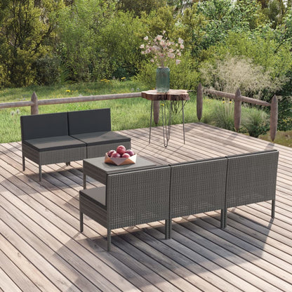 Set Divani da Giardino 9 pz con Cuscini in Polyrattan Grigio - homemem39