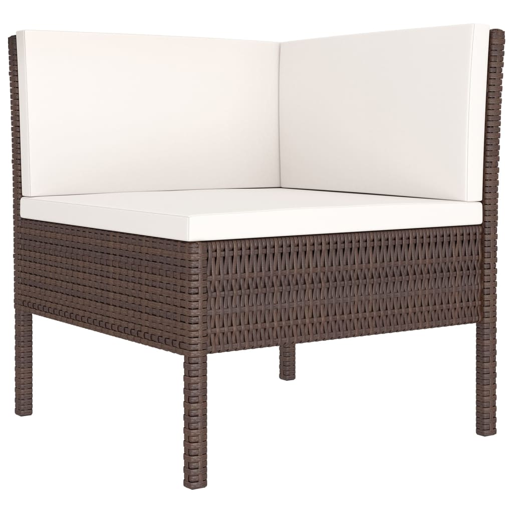 Set Divani da Giardino 6 pz con Cuscini in Polyrattan Marrone