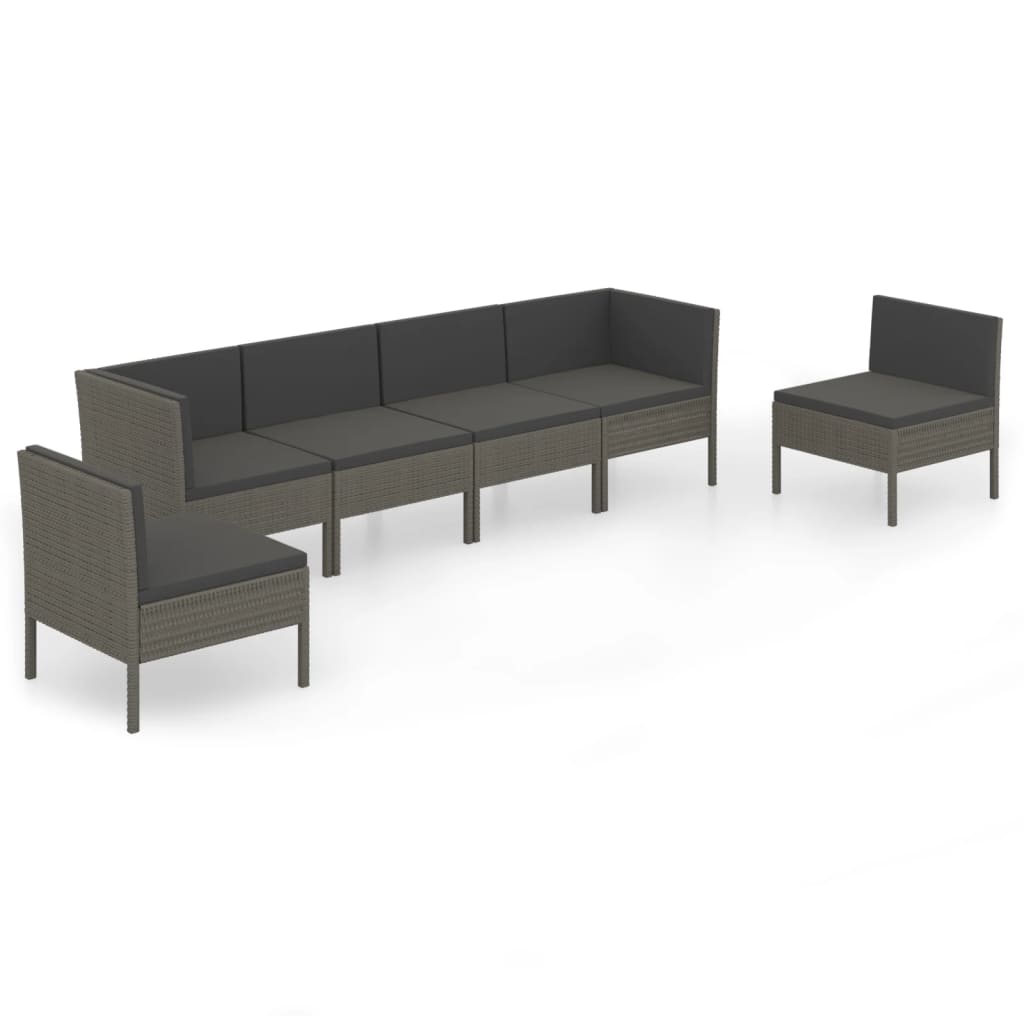Set Divani da Giardino 8 pz con Cuscini in Polyrattan Grigio - homemem39