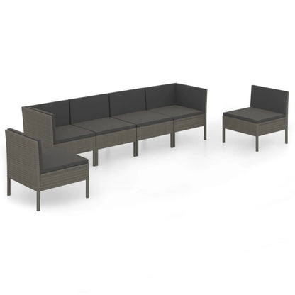 Set Divani da Giardino 8 pz con Cuscini in Polyrattan Grigio - homemem39