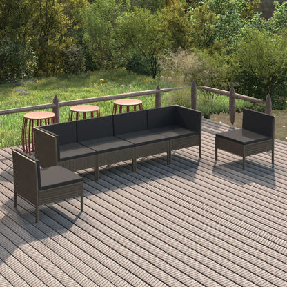 Set Divani da Giardino 8 pz con Cuscini in Polyrattan Grigio - homemem39