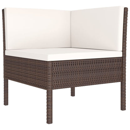 Set Divani da Giardino 6 pz con Cuscini in Polyrattan Marrone | homemem39