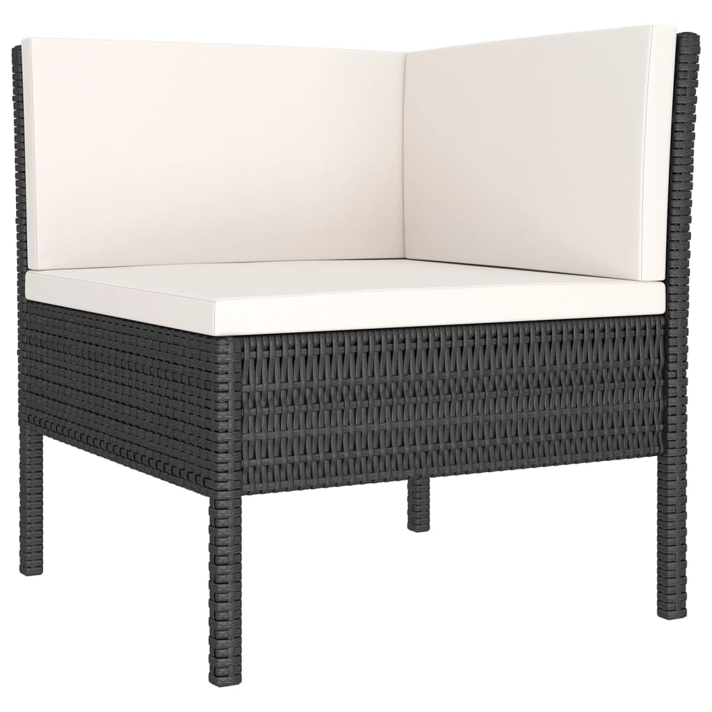 Set Divani da Giardino 5 pz con Cuscini in Polyrattan Nero | homemem39