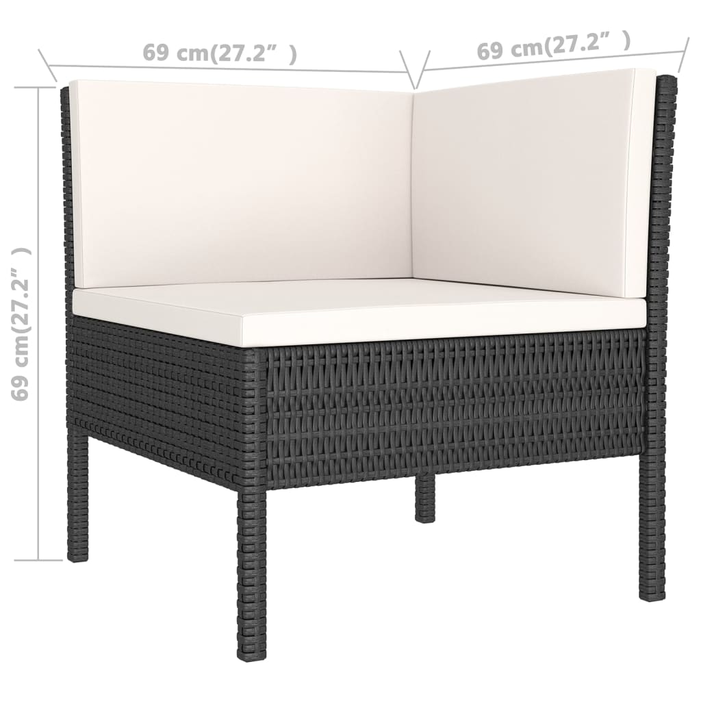 Set Divani da Giardino 5 pz con Cuscini in Polyrattan Nero | homemem39