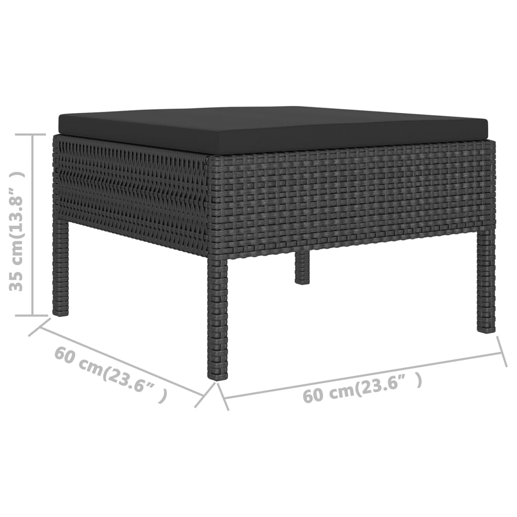 Set Divani da Giardino 5 pz con Cuscini in Polyrattan Nero