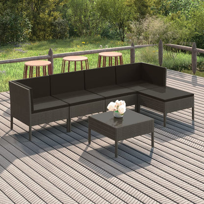 Set Divani da Giardino 6 pz con Cuscini in Polyrattan Grigio | homemem39