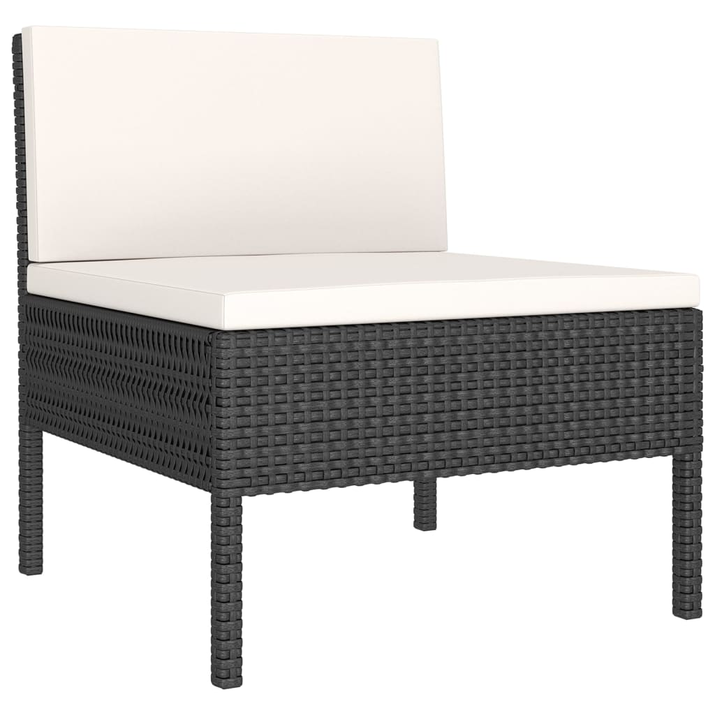Set Divani da Giardino 9 pz con Cuscini in Polyrattan Nero | homemem39