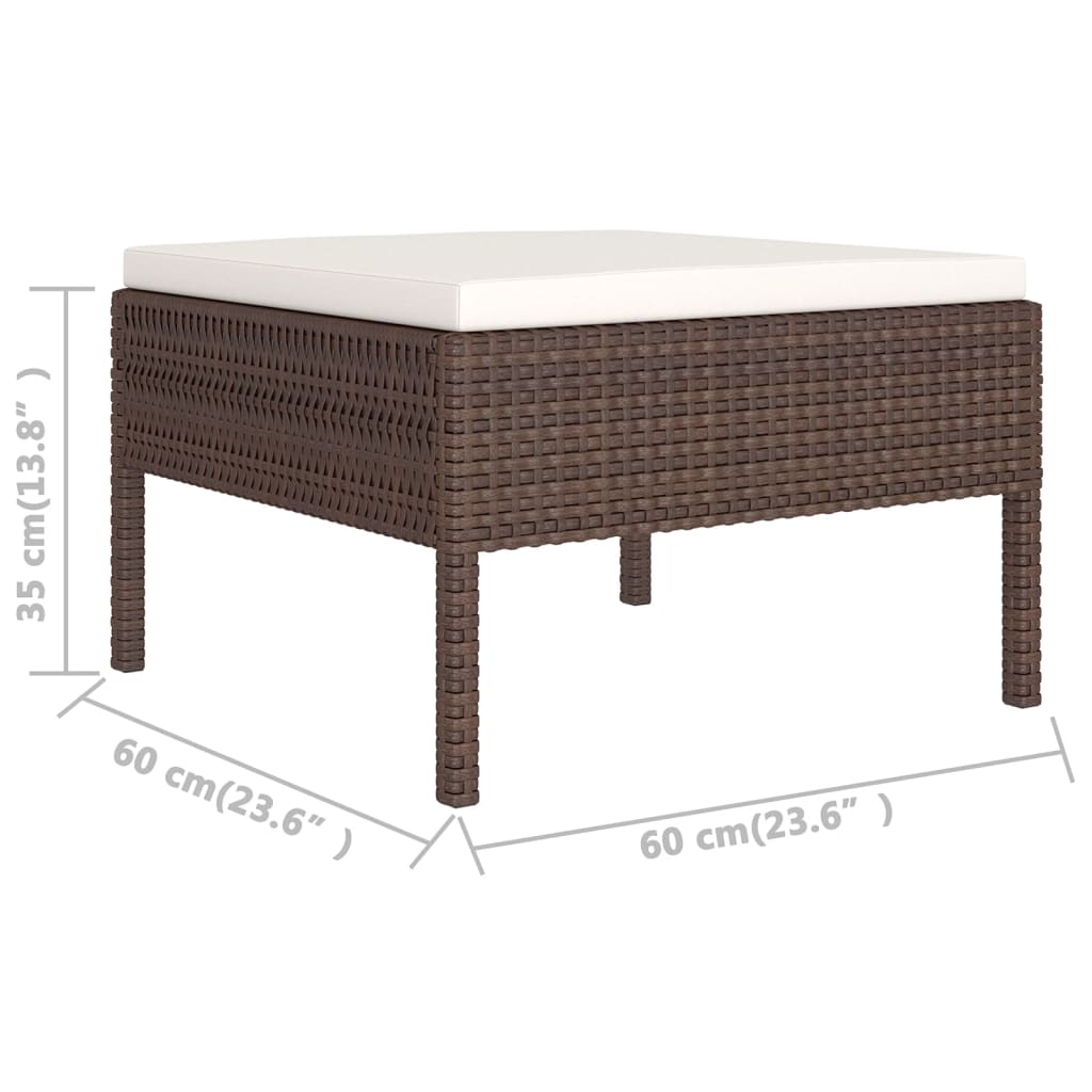 Set Divani da Giardino 9 pz con Cuscini in Polyrattan Marrone