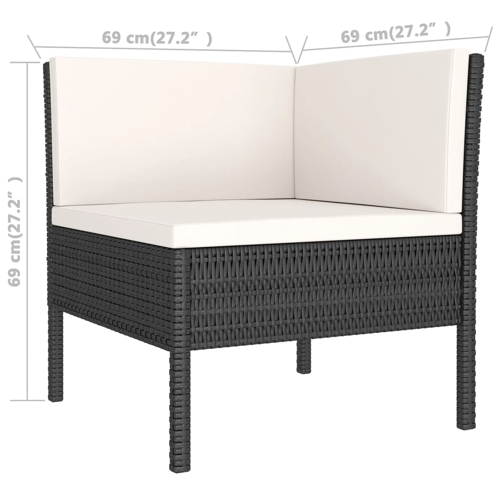 Set Divani da Giardino 9 pz con Cuscini in Polyrattan Nero | homemem39