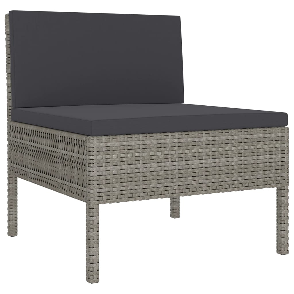 Set Divani da Giardino 9 pz con Cuscini in Polyrattan Grigio | homemem39