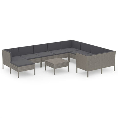 Set Divani da Giardino 11 pz con Cuscini in Polyrattan Grigio | homemem39