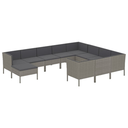 Set Divani da Giardino 11 pz con Cuscini in Polyrattan Grigio - homemem39