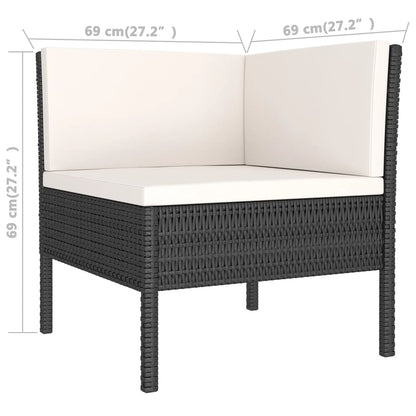 Set Divani da Giardino 11 pz con Cuscini in Polyrattan Nero