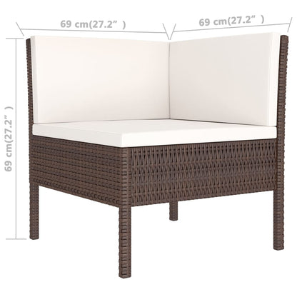 Set Divani da Giardino 13 pz con Cuscini in Polyrattan Marrone