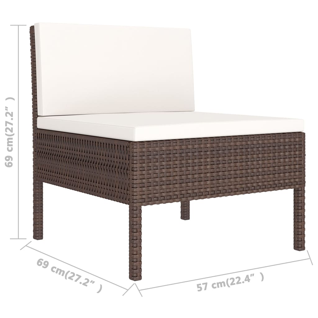 Set Divani da Giardino 13 pz con Cuscini in Polyrattan Marrone