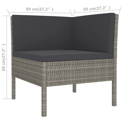 Set Divani da Giardino 13 pz con Cuscini in Polyrattan Grigio