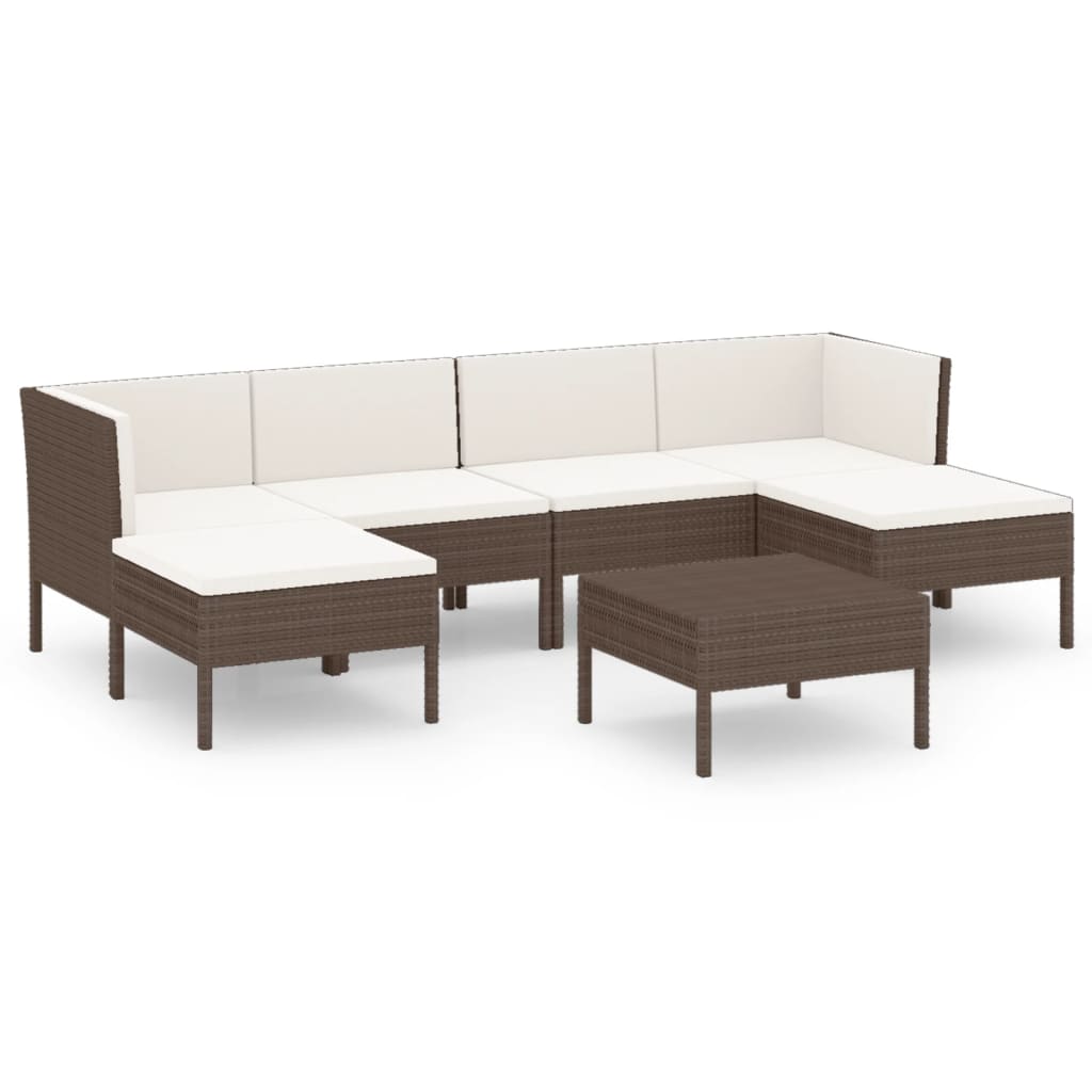 Set Divani da Giardino 7 pz con Cuscini in Polyrattan Marrone - homemem39