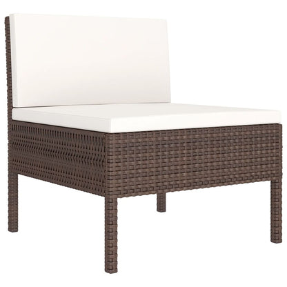 Set Divani da Giardino 7 pz con Cuscini in Polyrattan Marrone - homemem39