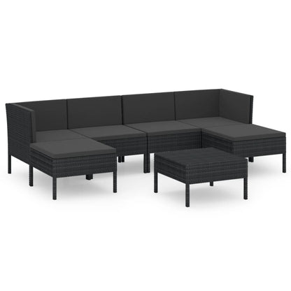 Set Divani da Giardino 7 pz con Cuscini in Polyrattan Nero | homemem39