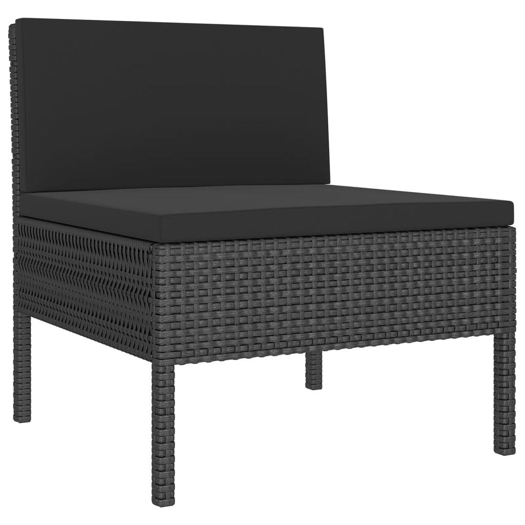 Set Divani da Giardino 7 pz con Cuscini in Polyrattan Nero | homemem39