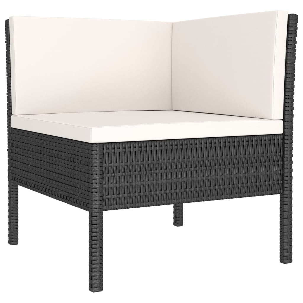 Set Divani da Giardino 7 pz con Cuscini in Polyrattan Nero | homemem39