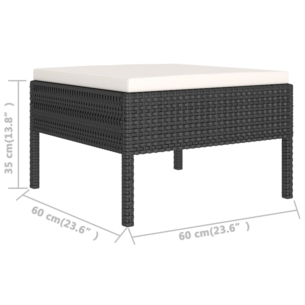 Set Divani da Giardino 7 pz con Cuscini in Polyrattan Nero | homemem39
