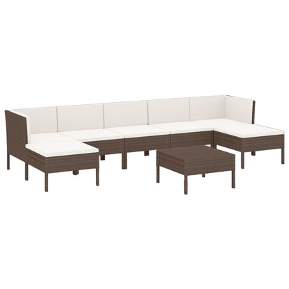 Set Divani da Giardino 8 pz con Cuscini in Polyrattan Marrone | homemem39