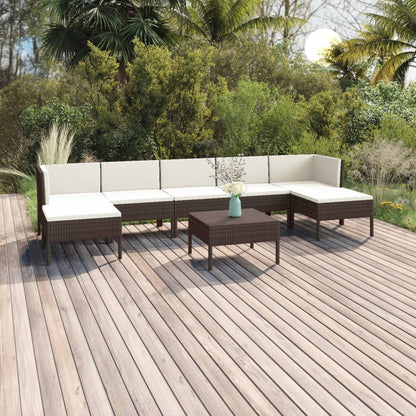 Set Divani da Giardino 8 pz con Cuscini in Polyrattan Marrone | homemem39