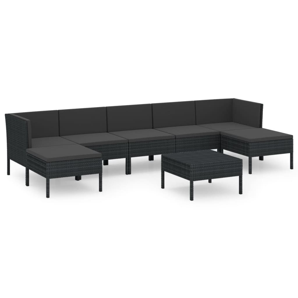 Set Divani da Giardino 8 pz con Cuscini in Polyrattan Nero | homemem39