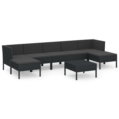 Set Divani da Giardino 8 pz con Cuscini in Polyrattan Nero | homemem39