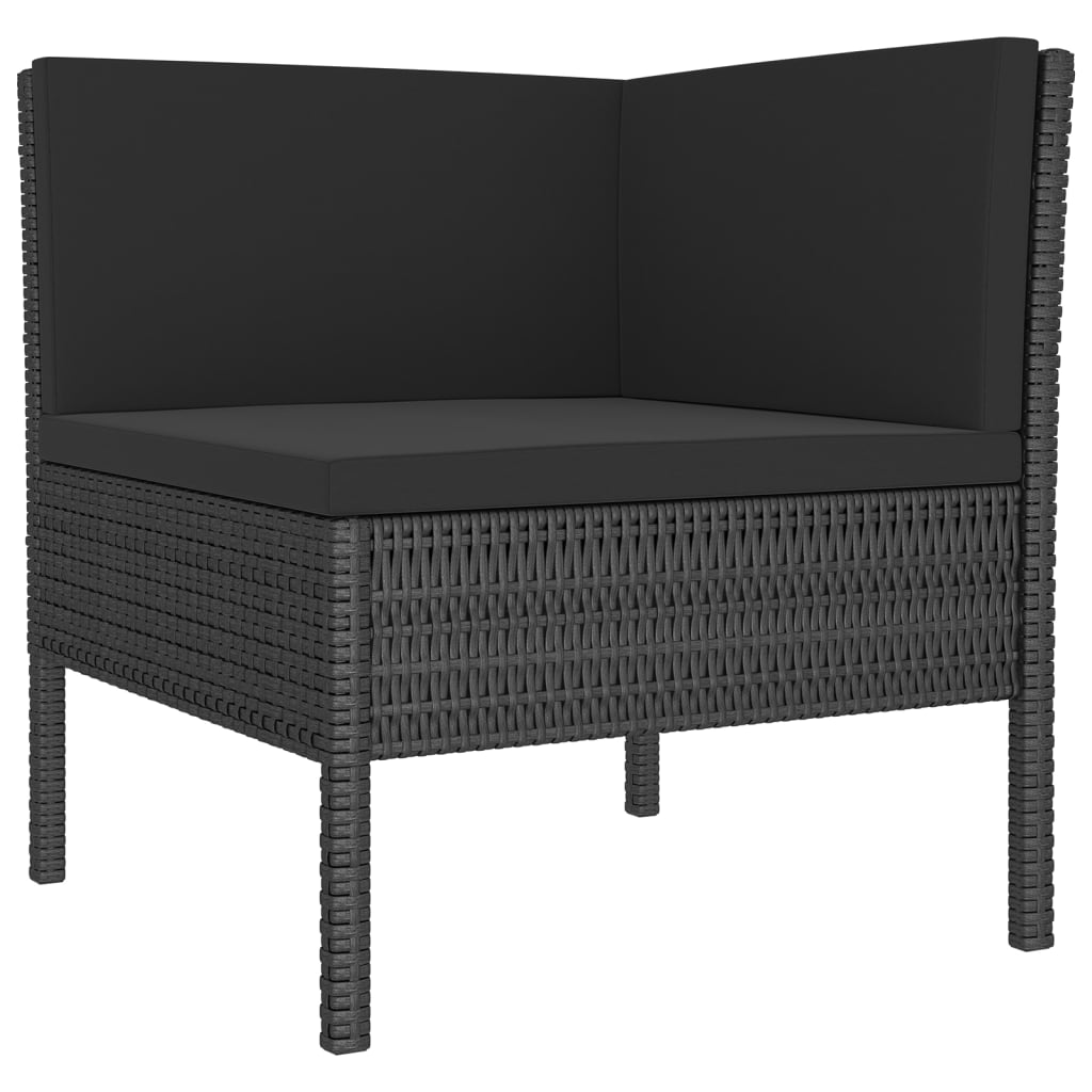 Set Divani da Giardino 8 pz con Cuscini in Polyrattan Nero | homemem39