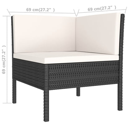 Set Divani da Giardino 9 pz con Cuscini in Polyrattan Nero | homemem39